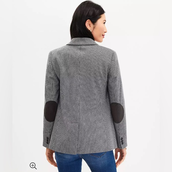 LOFT Puppytooth Knit Elbow Patch Modern Blazer Size 2- Regular - Picture 4 of 10